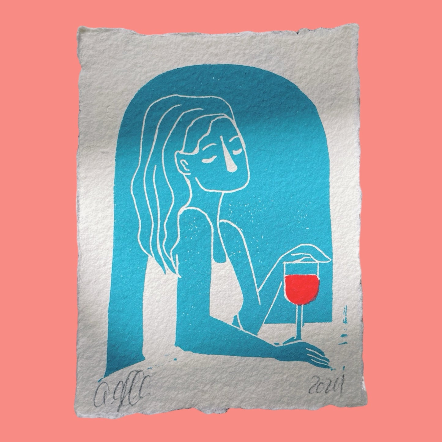 Mini-Linoldruck Wein