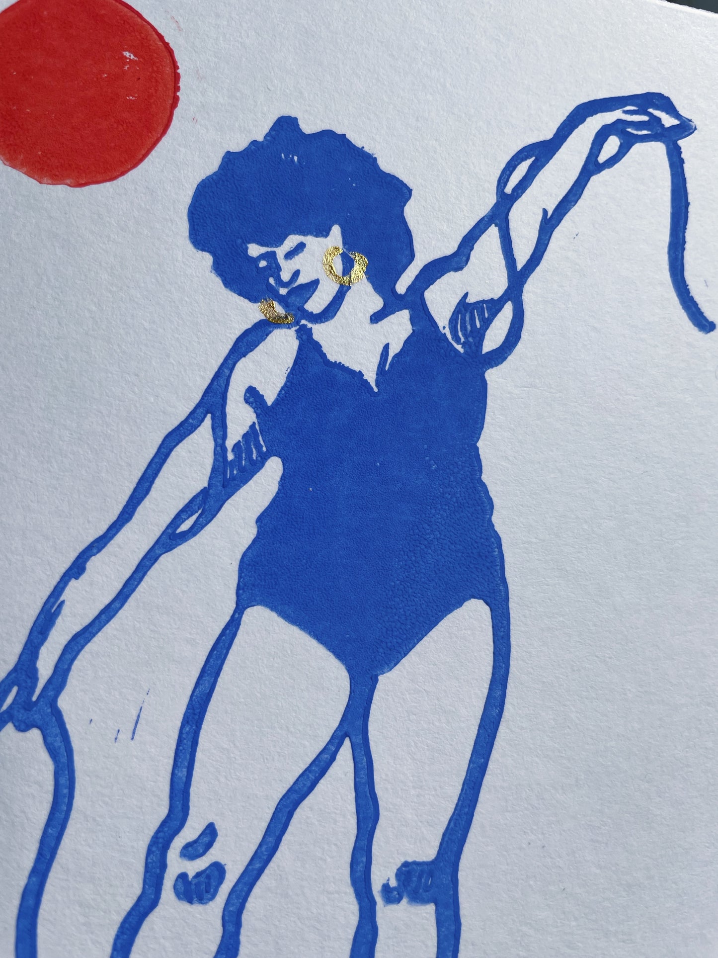 Karte Original Linoldruck - Dancer