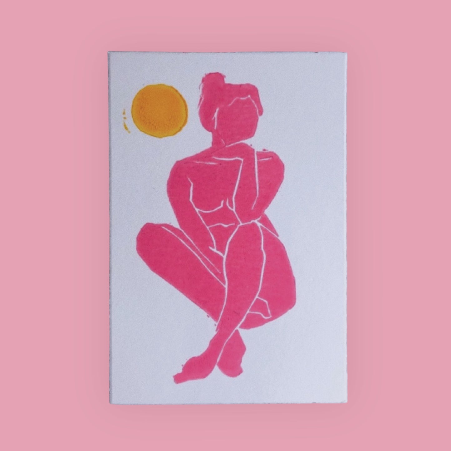 Karte original Linoldruck Dora Rosa