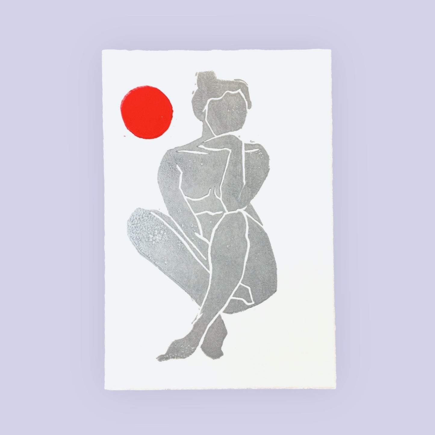 Karte Original Linoldruck Dora Silber