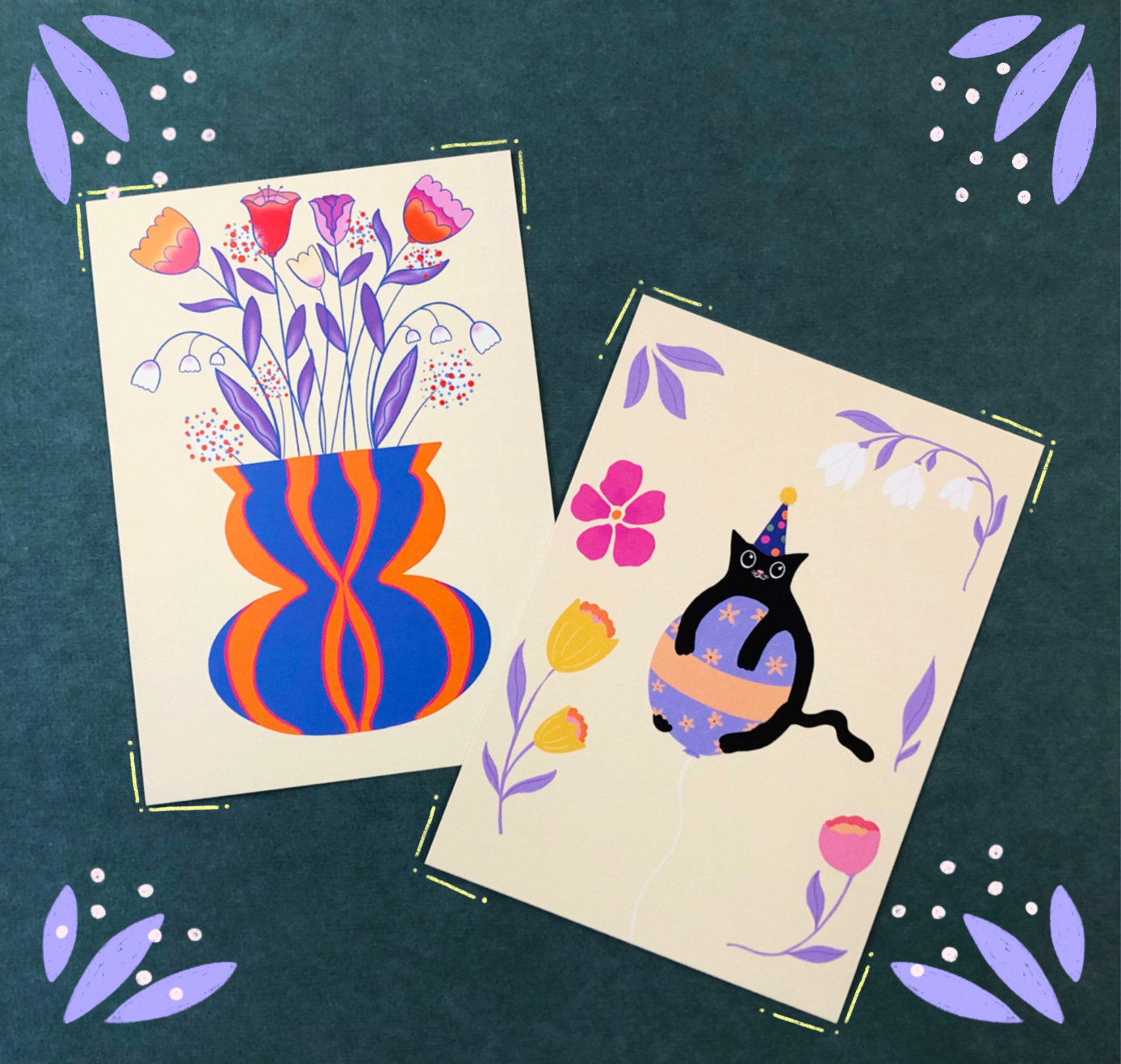 Grusskartenset SPRING + GOOD LUCK
