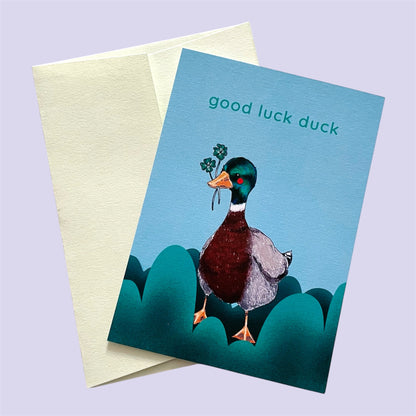 Postkarte good Luck Duck