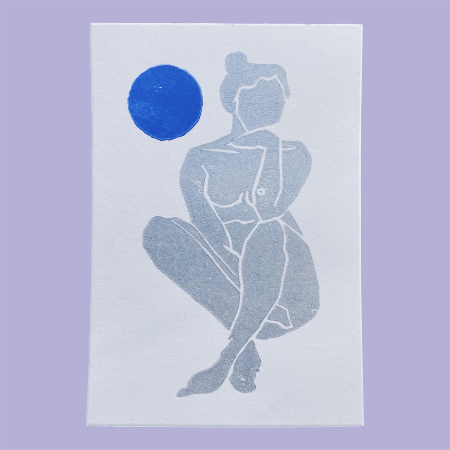 Original Linoldruck Dora Silber Blau