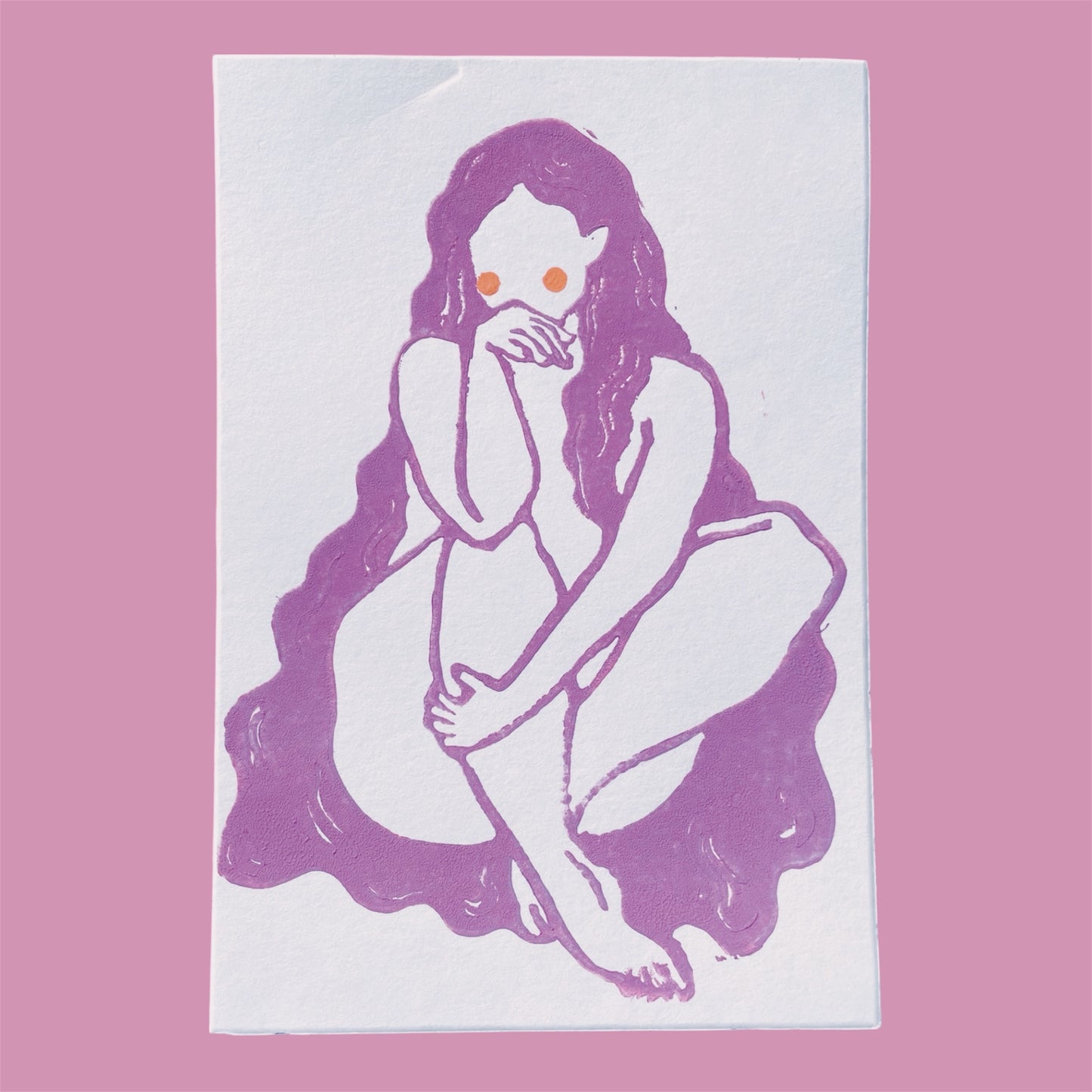 Karte Original Linoldruck June (5 Farben)