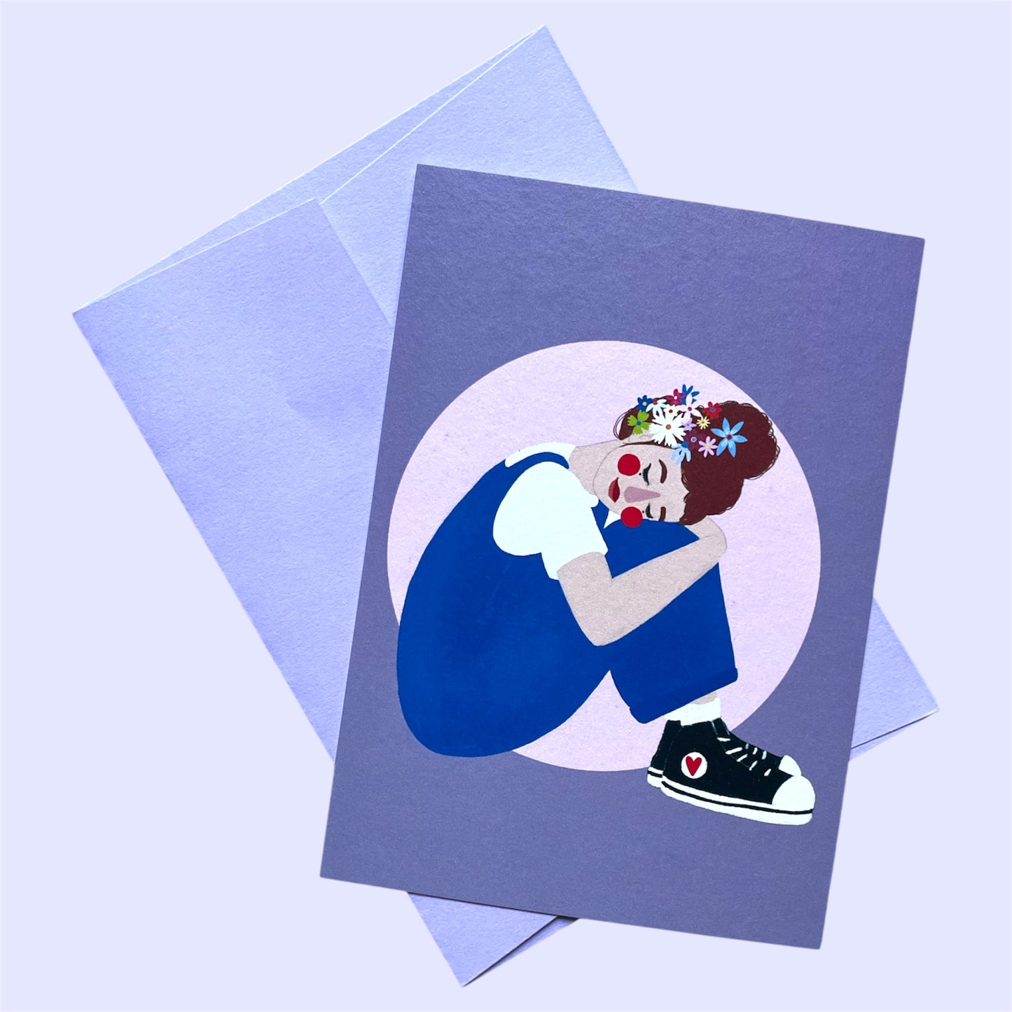 Postkarte Blumen im Haar