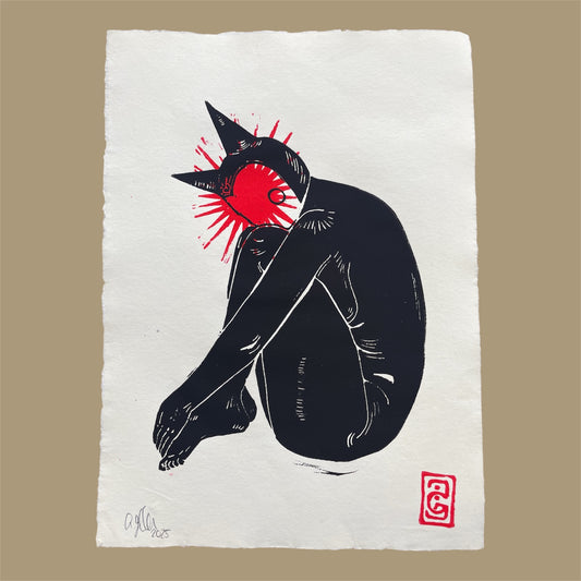 Original Linoldruck Mooney (rot)