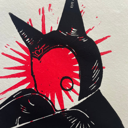 Original Linoldruck Mooney (rot)