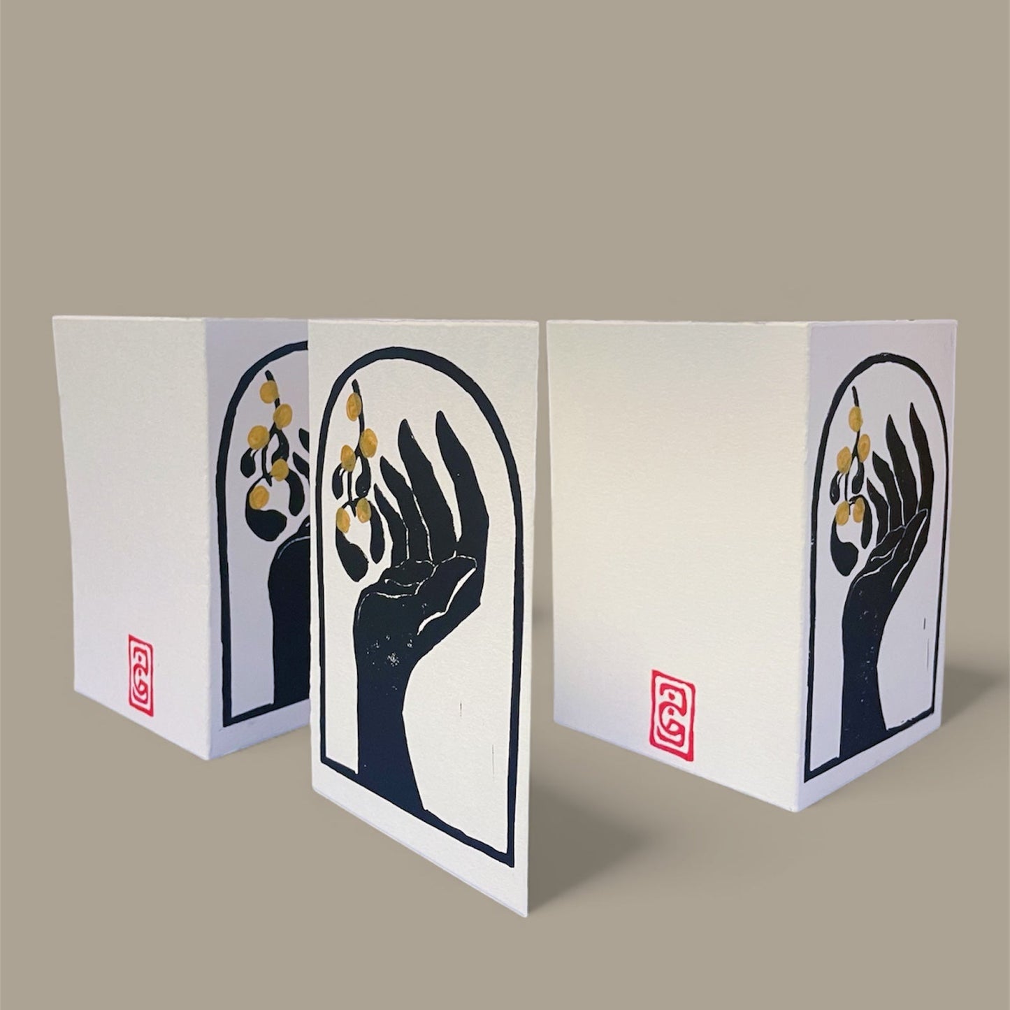 Original Linoldruck Klappkarte Mistelzweig