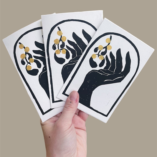 Original Linoldruck Klappkarte Mistelzweig