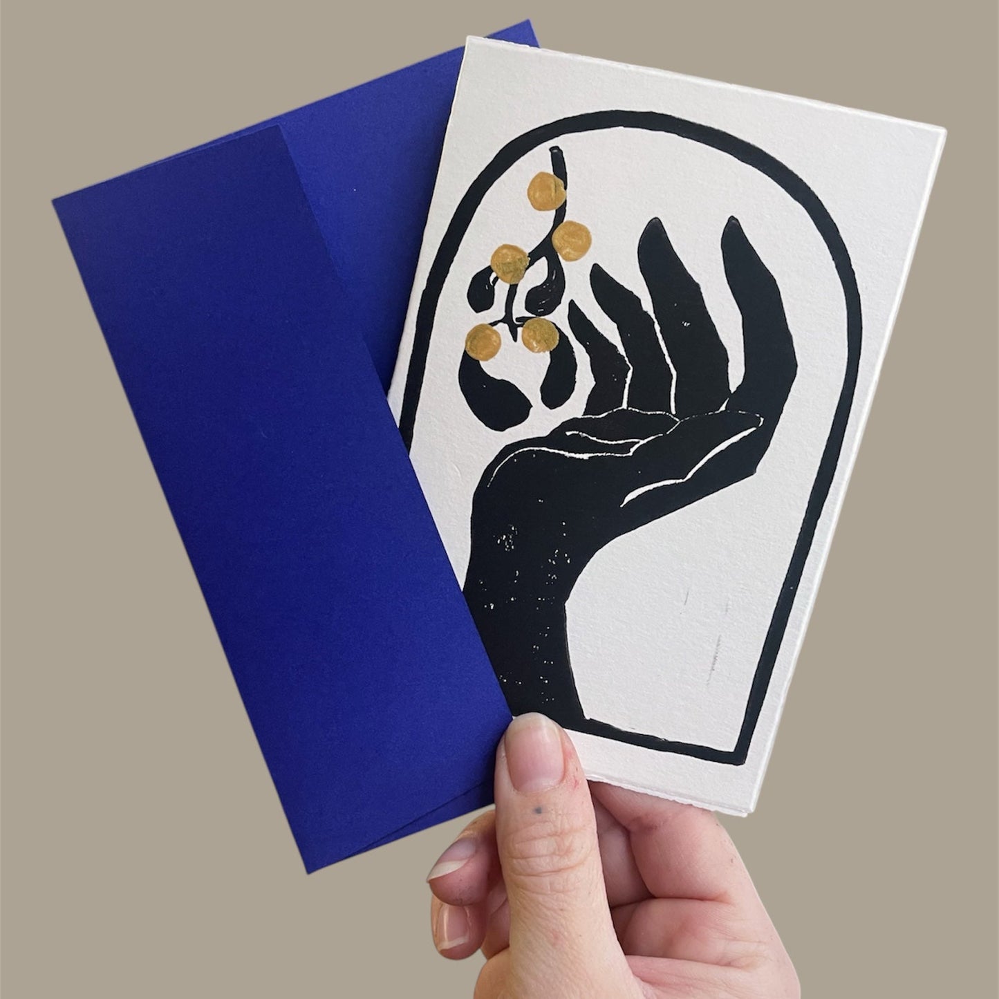 Original Linoldruck Klappkarte Mistelzweig