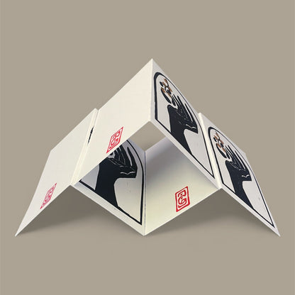 Original Linoldruck Klappkarte Mistelzweig