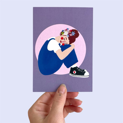 Postkarte Blumen im Haar