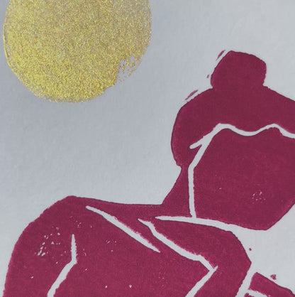 Original Linoldruck Dora Bordeaux